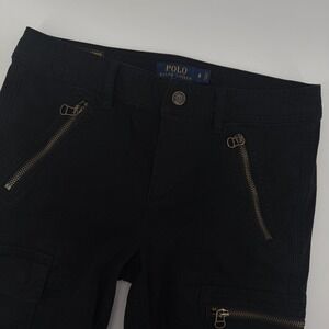 Polo Ralph Lauren Black Cargo Pants Womens Size 4‎ Zipper Detail Utility Style